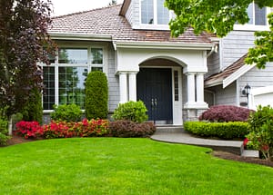 Front yard of modern house in spring